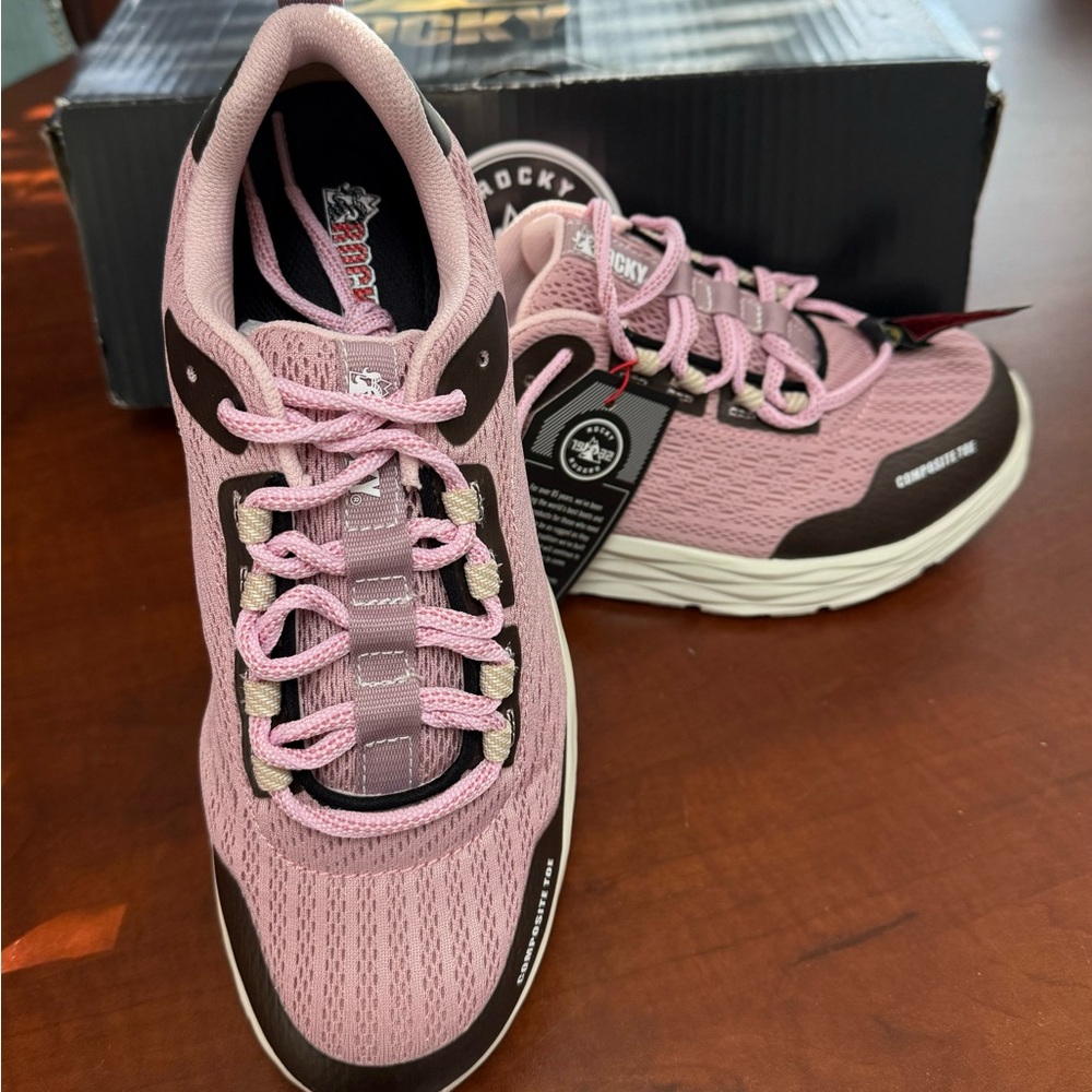 Women’s Size 9.5 W Rocky Composite Toe Sneakers Tennis Shoes Pink & Brown